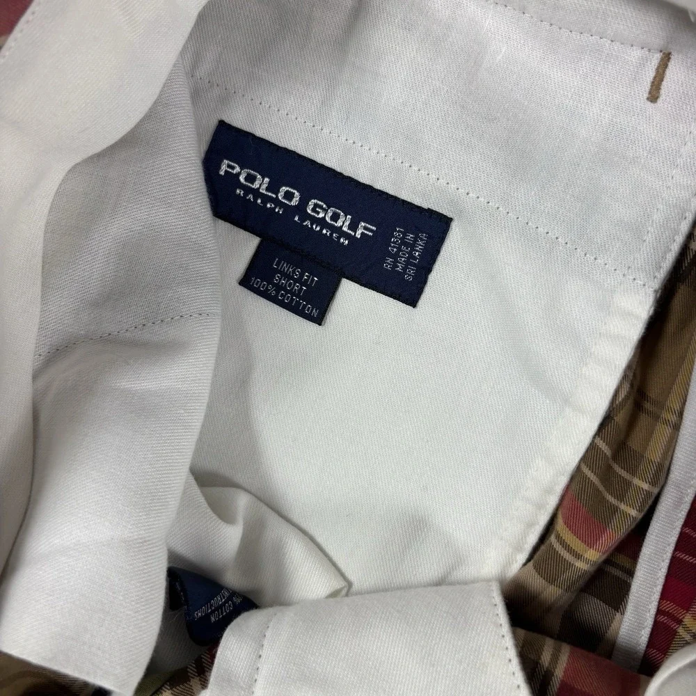 POLO Golf Ralph Lauren Men's 32x10 Shorts Madras Plaid Links Fit Flat Front Prep